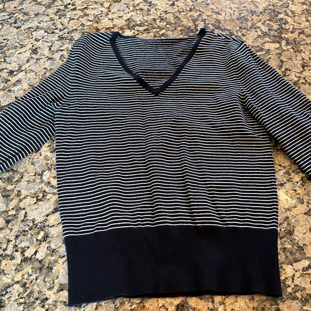 FINAL DROP! Ralph Lauren Black White Mini Stripe Sweater Top